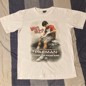 Manny Pacquiao Who’s Next Mens T Shirt Sz L Dual Sided Graphics White
